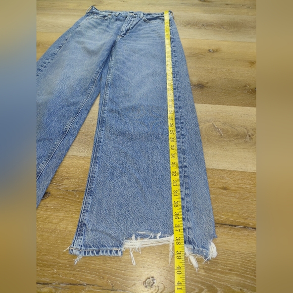 American Eagle Outfitters Light Blue Flare Baggy Jeans Super High Rise Sz 6 - Picture 5 of 15